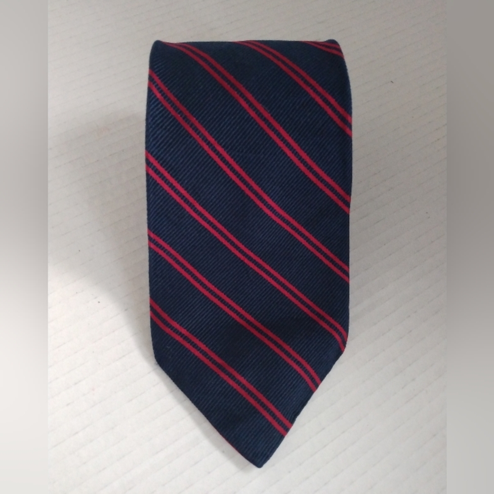 J. Crew Classic Navy and Red Silk Striped Tie